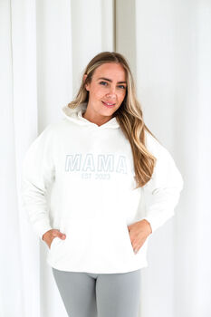 Mama Est. Outline Embroidered Personalised Hoodie Jumper, 4 of 9