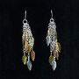 Sterling Silver And Gold Plated Dangling Leaf Earrings, thumbnail 1 of 3