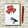 Puffin Happy Valentine's Day Card, thumbnail 1 of 3
