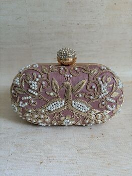 Peacock Oval Pink Clutch, 3 of 12