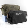 Personalised Men’s Vintage Waxed Canvas Wash Bag, thumbnail 1 of 9