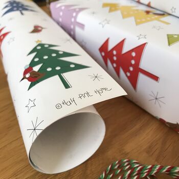 Robin And Christmas Tree Christmas Wrapping Paper, 7 of 11
