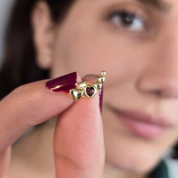 Dainty Love Heart Gold Plated Stud Earrings, 2 of 4