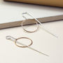 Sterling Silver Rose Gold Circle Threader Earrings, thumbnail 1 of 2