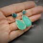 Chalcedony, Blue Apatite Sterling Silver Earrings, thumbnail 5 of 9