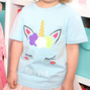 Girls Personalised Unicorn Eyelash T Shirt, thumbnail 2 of 4