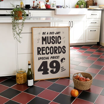 Vintage Retro Music Records Vinyl Advert Wall Print, 2 of 5