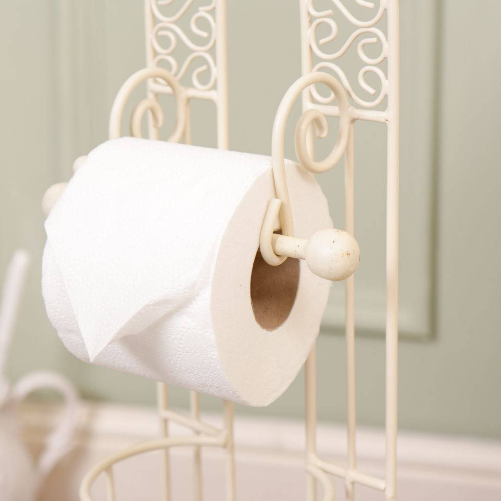 Antique Cream Standing Toilet Roll Holder By Dibor