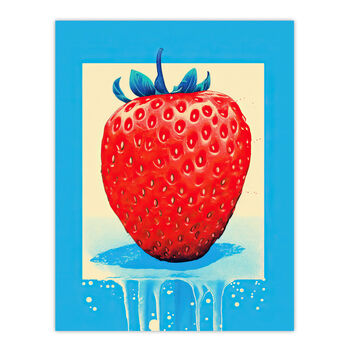 Single Strawberry Bright Fun Kitchen Wall Art Print, 6 of 6