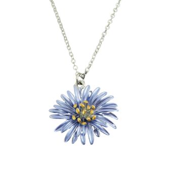 Aster Blue Flower Pendant Necklace, 5 of 6