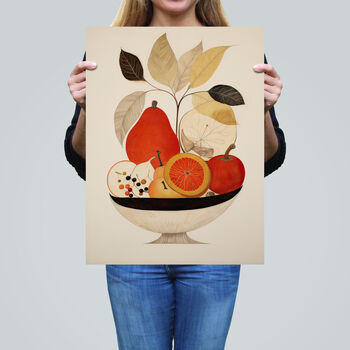 Harvest Bowl Autumn Fruits Red Kitchen Wall Art Print, 2 of 6