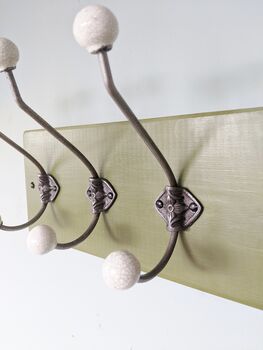 Farrow And Ball Painted Coat Rack With Ball Top Hooks, 4 of 8
