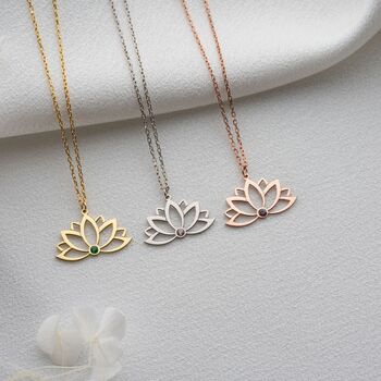 Lotus Flower Birthstone Necklace, 6 of 11