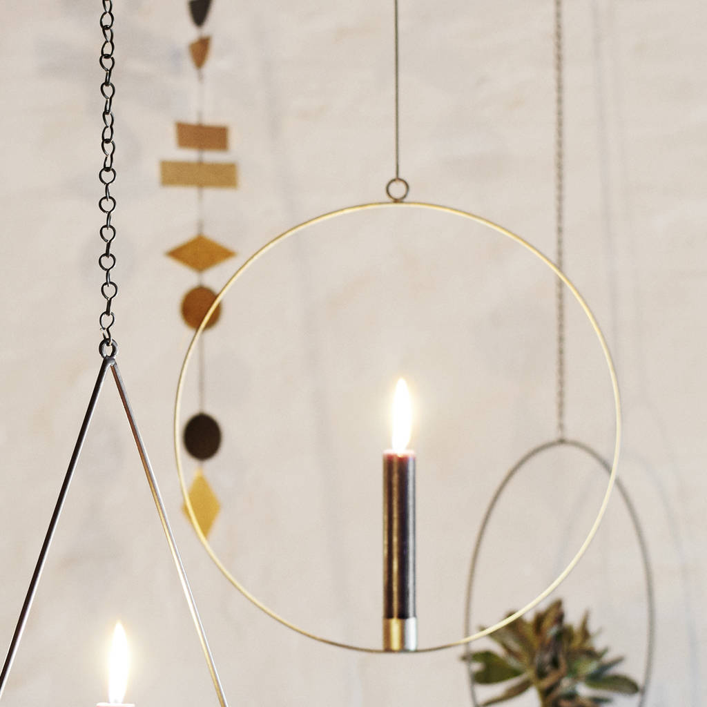 Antique Brass Ring Hanging Candle Holder By Lilac Coast