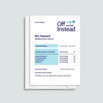 Personalised Report Style 'Thank You Teacher' Card, 2 of 4