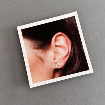 Sterling Silver Whale Tail Stud Earrings, 6 of 8