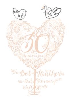 Personalised 30th Anniversary Gift Pearl Wedding Print, 2 of 4