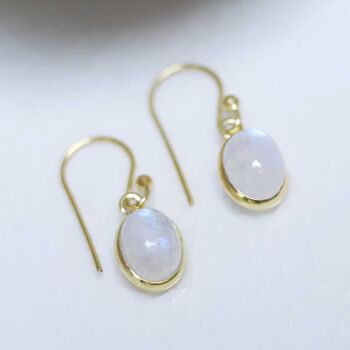 Gold Plated Moonstone Oval Earrings, 3 of 7