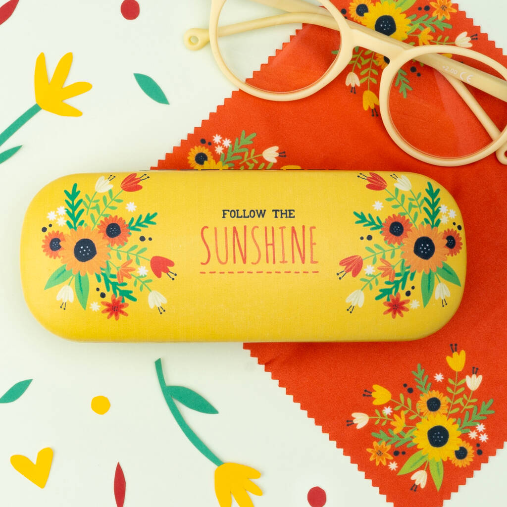 Sunflower Hard Glasses Case | Microfibre Cleaning Cloth, 1 of 5