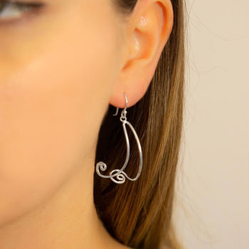Sterling Silver Free Form Dangly Curl Earrings, 3 of 4