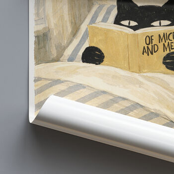 Cat Reading In Bed Print Personalized Favourite Book Gift, 2 of 9