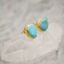 Blue Turquoise Gold Stud Earrings, thumbnail 9 of 9