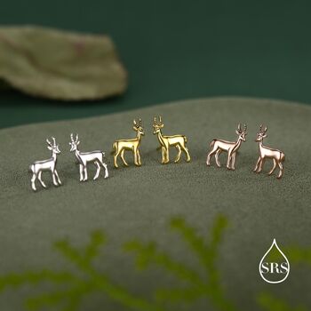 Sterling Silver Antelope / Deer / Gazelle Stud Earrings, 3 of 12