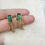 Emerald Drop Dangle Earrings, thumbnail 2 of 5