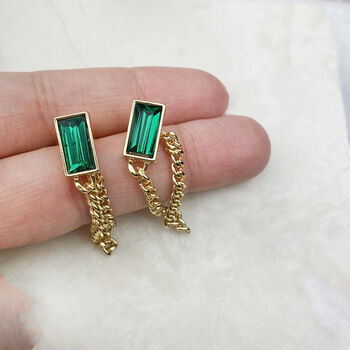 Emerald Drop Dangle Earrings, 2 of 5