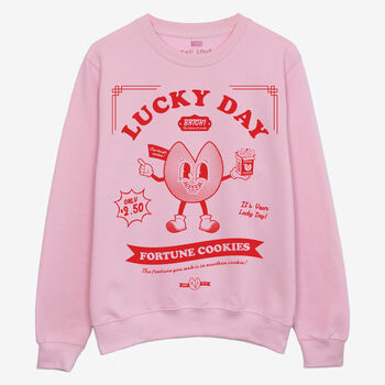 Lucky Day Fortune Cookies Unisex Pink Sweatshirt, 4 of 4