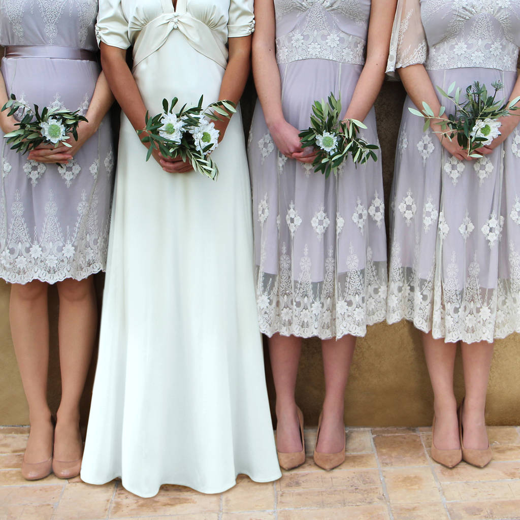 Bespoke Lace Bridesmaids Dresses In Ivory And Blush, 1 of 5