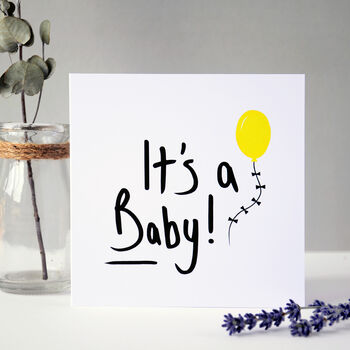 New Baby Card Yellow Balloon, 7 of 10