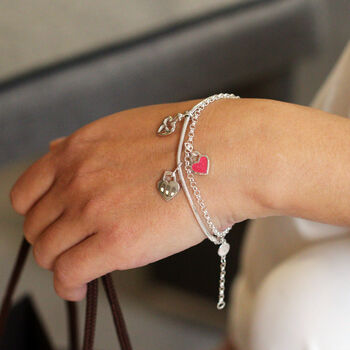 Personalised Sterling Silver Heart Charm Bracelet, 3 of 10