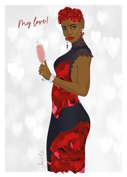 Black Girl In Bloom Greetings Card, 2 of 3