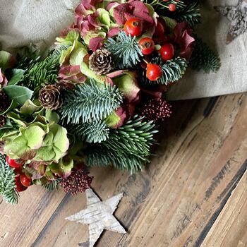 Christmas Fresh Hydrangea And Berry Wreath, 7 of 11