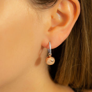 Sterling Silver And Rose Gold Ball Hoop Stud Earrings, 3 of 4