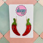 Red Chilli Pepper Glitter Earrings, thumbnail 1 of 5