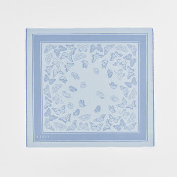 Blue Butterfly Jacquard Square Scarf, 3 of 5