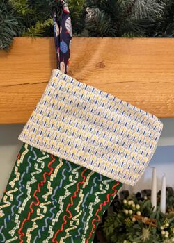 Liberty Fabric Green All Wrapped Up Christmas Stocking, 2 of 2