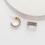 Antique Gold Colour And Pearl Triple Row Hoop Earrings, thumbnail 2 of 4