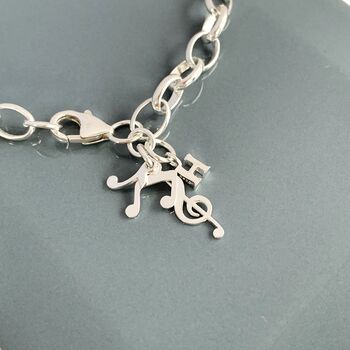 Personalised Silver Music Note Bracelet, 2 of 3