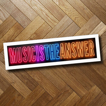 Music Is The Answer Neon Framed Print | Cool Art Print, 2 of 2