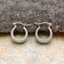 Small Huggie Hoop Textured Sterling Silver Earrings, thumbnail 3 of 10