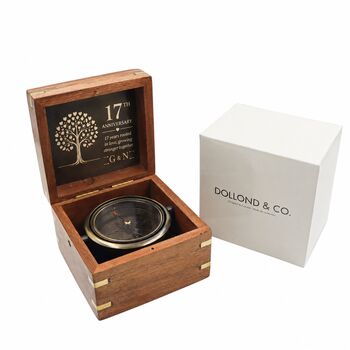 Personalised 11th To 20th Anniversary Heritage Gimbal Compass, 5 of 12