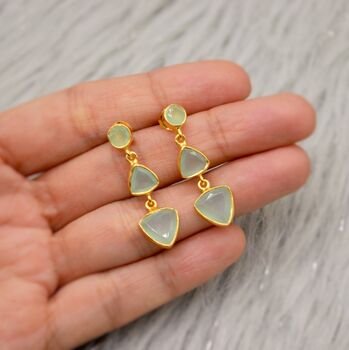 Aqua Chalcedony Multi Shape Stone 925 Silver Earrings, 7 of 8