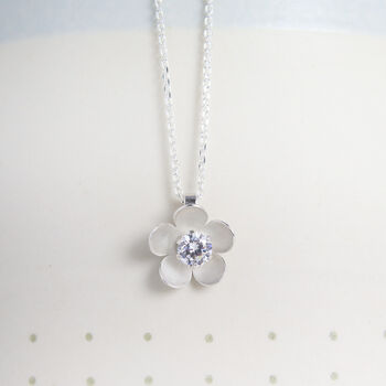 April Birthstone Diamond Colour Cz Silver Necklace, 3 of 4