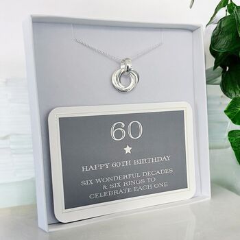 60th Birthday Sterling Silver Ring Necklace, 3 of 7