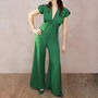 Vintage Style Crepe Jumpsuit In Montecarlo Green, thumbnail 1 of 3