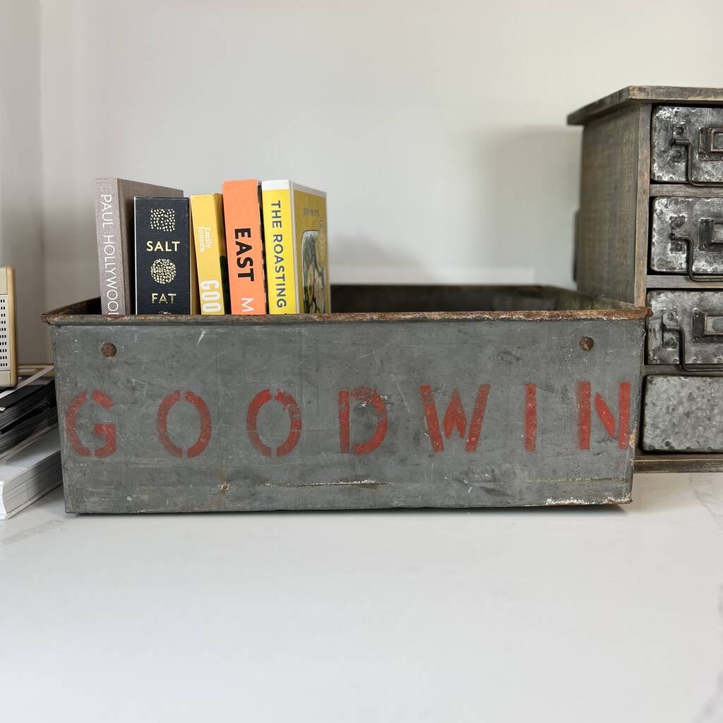 Industrial Vintage Galvanised Metal Storage Box Or Planter, 1 of 4