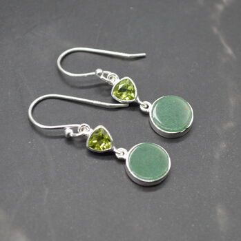 Peridot Jade Earrings: Gold Or Silver, Dangle Drop, 8 of 10